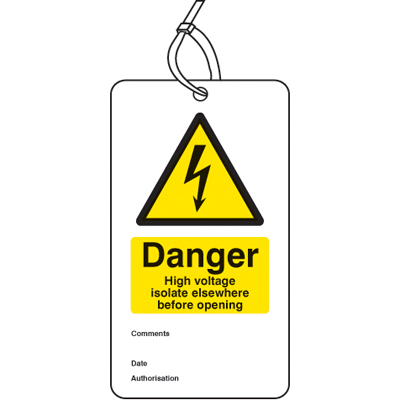 Isolate main supply before opening Safety sign 