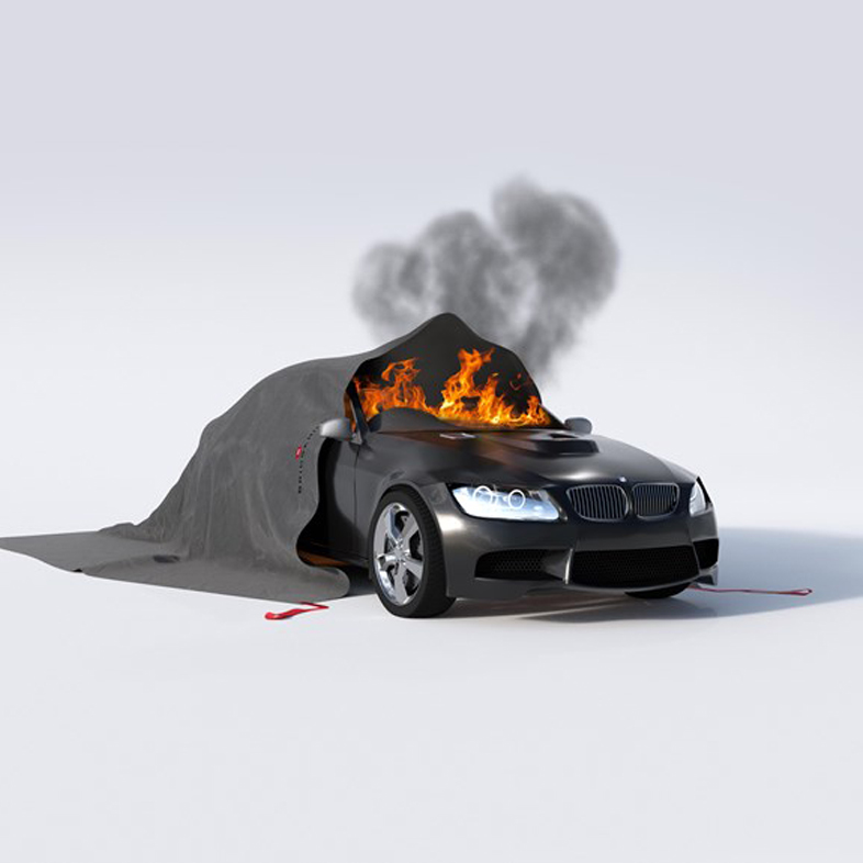 car fire blanket flames