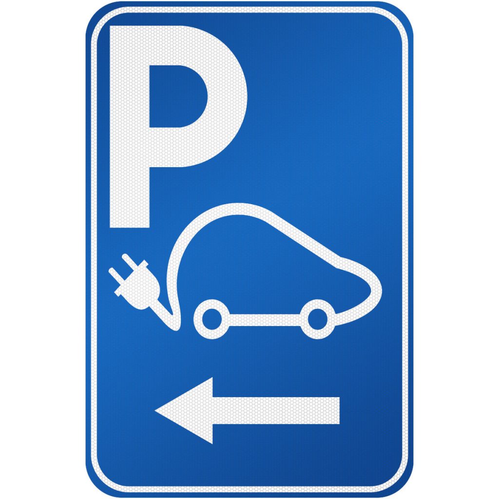 Electric Vehicle Parking Sign Blue - Directional Left & Right - Eintac