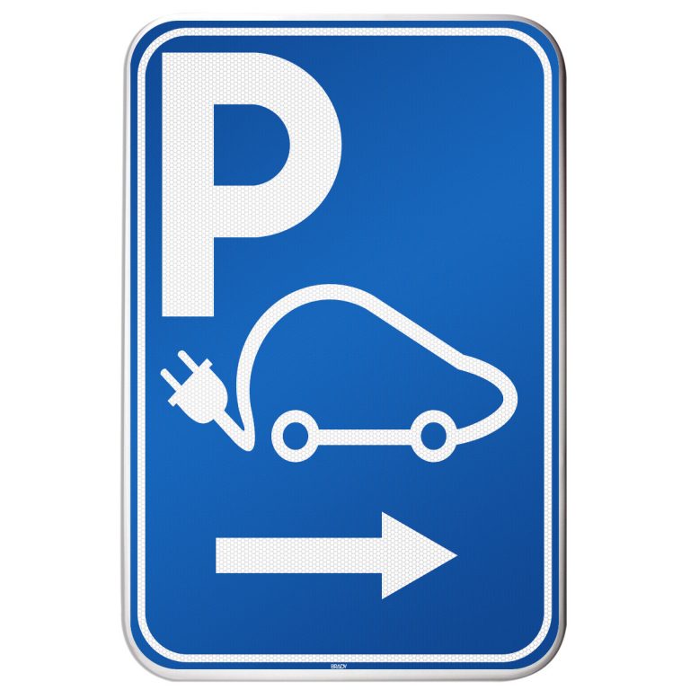 Electric Vehicle Parking Sign Blue - Directional Left & Right - Eintac